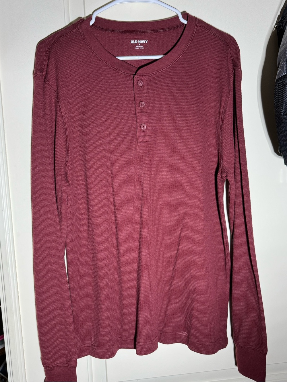 Old Navy Maroon Long-Sleeve Henley Shirt